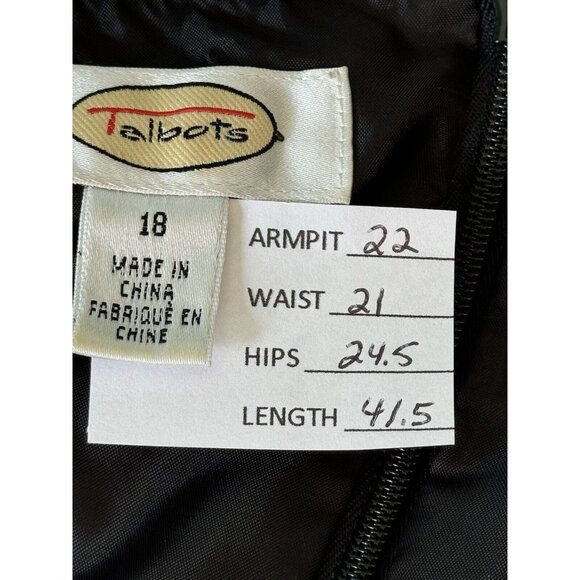 Talbots Womens Midi Dress 18 Black Floral Embroidered Linen Rayon Old Money - Picture 2 of 12